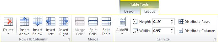 MS Word: Bảng biểu (Table) Định dạng Table: Sử dụng Ribbon Chọn bảng muốn định dạng Table Tools Layout: Hiệu chỉnh cấu