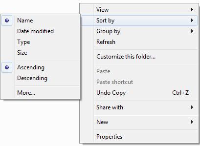 Phần 1: Căn bản Windows Sắp xếp nội dung trong thư mục : Click chuột phải lên vùng trống: Sort by: 27 Hệ điều hành Windows Tạo tập tin (file) / thư mục