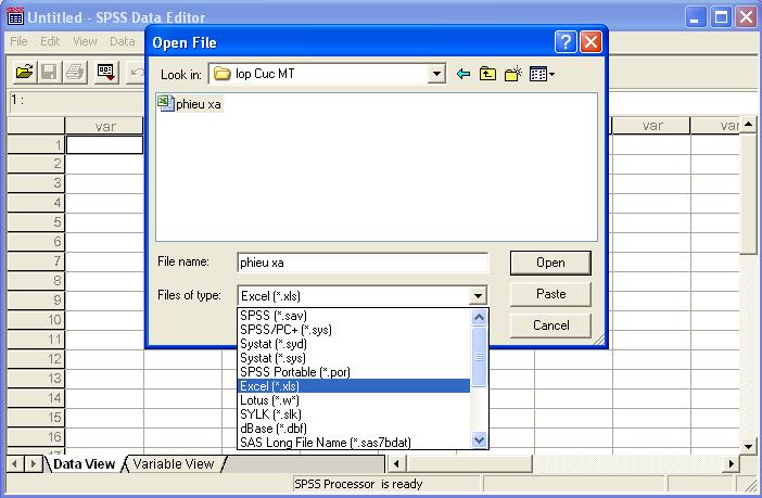 Để mở một tệp tin {file} Excel Tại cửa sổ SPSS