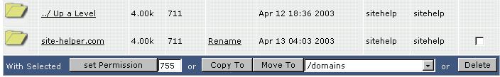 Bạn click vào link "../ Up a Level" để truy nhập vào thư mục trên 1 cấp. Thay đổi File Permission Quyền của File/Folder hiện tại được hiển thị trong cột Perm.