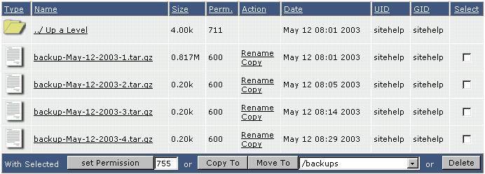 Tạo các bản backup rất đơn giản: 1. Tick vào check box mục bạn cần backup 2.