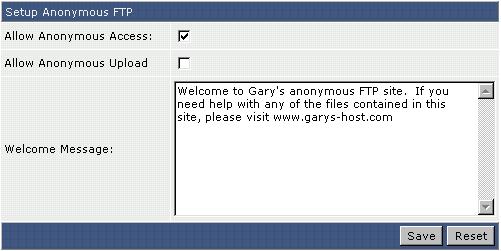 Bạn sẽ nhìn thấy cửa sổ như sau: Chú ý: cho phép anonymous uploads rất nguy hiểm, nên disable chức năng này IV.