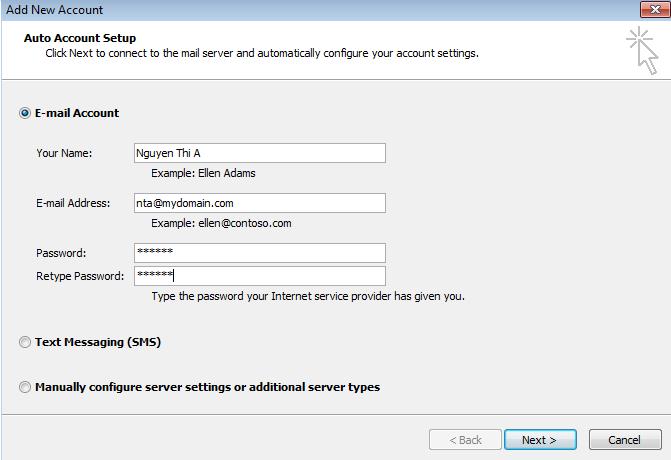 4) Hướng dẫn cài đặt email client 4.1) Microsoft Outlook - Vào menu File / Account Setting.