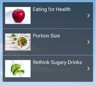Nguồn lực Bạn có thể chọn từ 3 chủ đề trên Màn hình Dinh dưỡng.