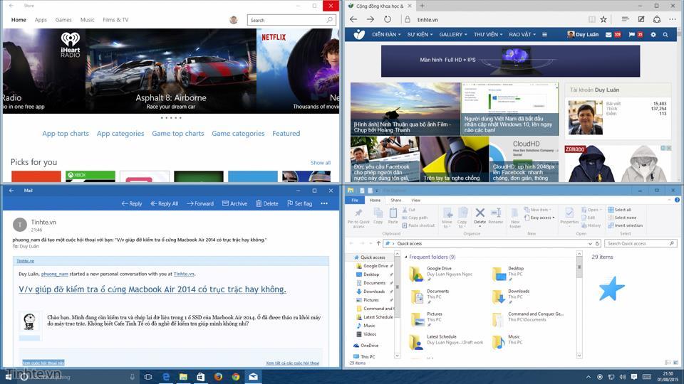 3. Quản lý thông báo ngon lành hơn bao giờ hết Trên Windows 10, hệ thống thông báo của máy đã được cải thiện rất nhiều so với Windows 8, và giờ thì nó
