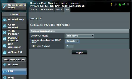 4.2.4 IPTV Router không dây hỗ trợ kết nối với các dịch vụ IPTV qua một ISP hoặc LAN.