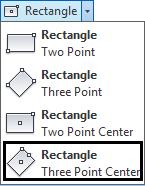 2.4.4.4. Kiểu vẽ Three Point Center Tính năng: Vẽ hình chữ nhật đi qua ba điểm. Ba điểm này chính là tâm và hai điểm xác định độ dài của hai cạnh hình chữ nhật.