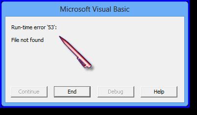 Trả lời: Hình 5.7a. Lỗi Run time error 53 Phần mềm nên đƣợc chạy với Excel 2007, 2010, 2013 trở lên. Đối với lỗi này chúng ta sẽ kiểm tra lại xem office đang dùng đã đủ visual C++ chƣa.