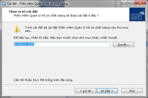 Bƣớc 1: Kích đúp vào file cài đặt có tên SetupQLChatLuongGXD.exe nếu bạn dùng khóa mềm hoặc KhoacungQLChatLuongGXD.