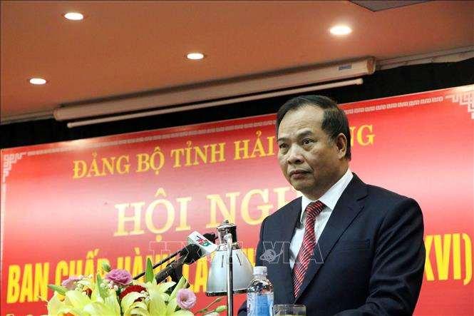 Bí thư Tỉnh ủy Hải Dương Nguyễn Mạnh Hiển phát biểu tại Hội nghị.