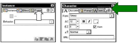 Nhấp chuột vào tab Frame trong bảng Instance kéo sang bảng Character - Kéo một bảng trong một