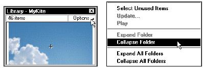 Chọn một thư mục và chọn Expand Folder hoặc Collapse Folder trong trình đơn Library Options.