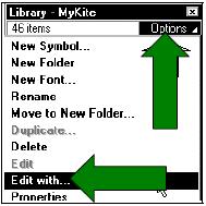 Chọn một mục trong cửa sổ Library. 2. Chọn một trong những tùy chọn có trong trình đơn Library Options: Chọn lệnh Edit để hiệu chỉnh một mục trong Flash.