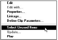 - Tìm các mục Item chưa dùng trong thư viện: Chọn Select Unused Items trong trình đơn Library Options. Sắp xếp các mục trong thư viện bằng cách dùng cột Use Count.