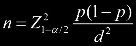 2.2.4. Côõ maãu: p: Ñoä Nhaïy cuûa PSS d: sai soá cho pheùp Z 1 α/2 = 1.96, p = 0.85, d = 0.