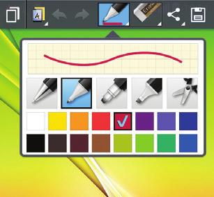 Function 2 Select the desired menu option from Pen type, Colour, Eraser and create a memo.