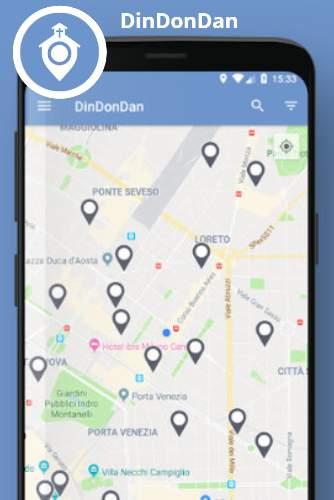 17 Mô phỏng âm thanh của tiếng chuông, một nhóm sinh viên đã nghĩ ra một ứng dụng mang tên DinDonDan, giúp người dùng có thể tìm được giờ lễ phù hợp thông qua bản đồ như "Google Map".